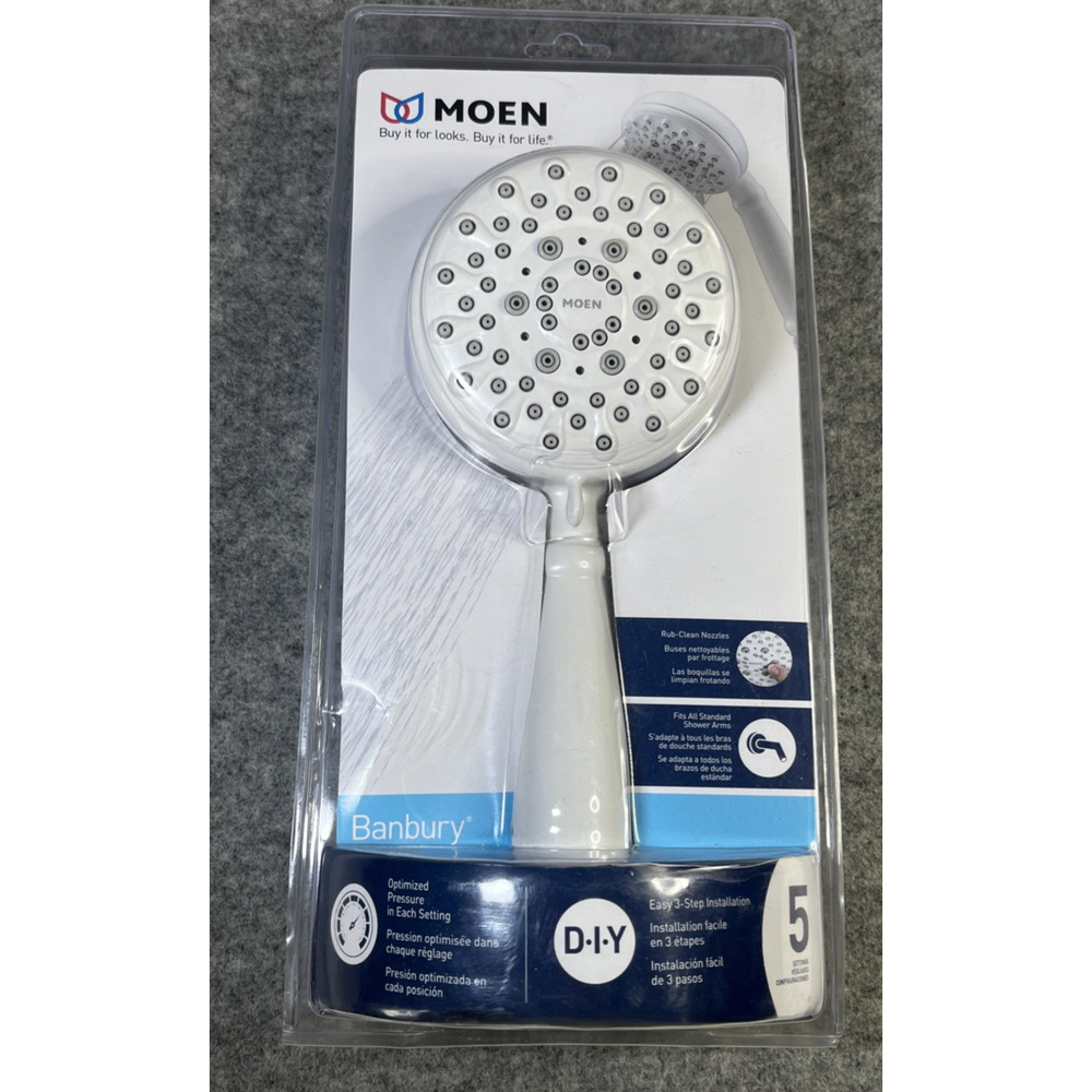 Moen Banbury 23046W 5-Function Handheld Showerhead - Glacier (White) Finish
